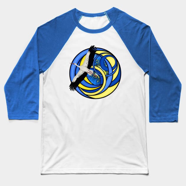 Stork. Ukrainian abstract art Baseball T-Shirt by KateQR